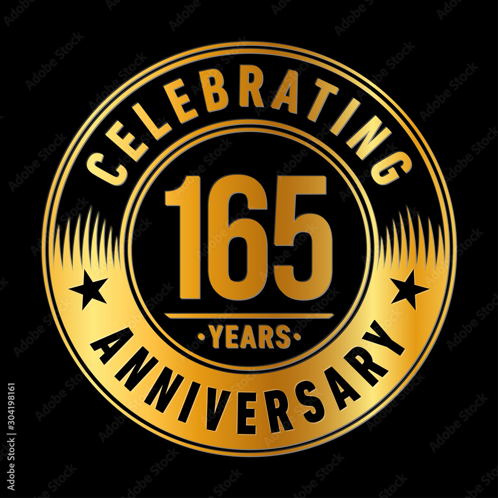 165 years logo. One hundred and sixty-five years anniversary celebration design template. Vector and illustration.