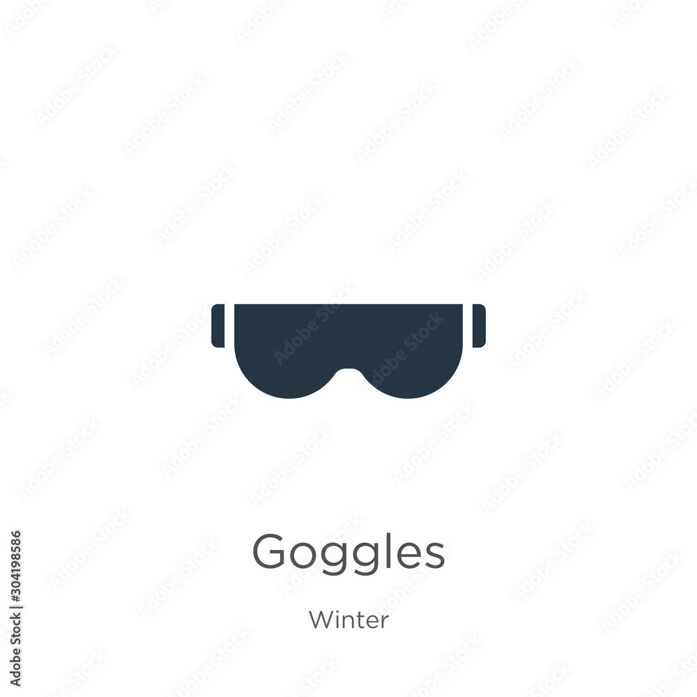 Goggles icon vector. Trendy flat goggles icon from winter collection isolated on white background. Vector illustration can be used for web and mobile graphic design, logo, eps10 Goggles icon vector. Trendy flat goggles icon from winter collection isolated on white background. Vector illustration can be used for web and mobile graphic design, logo, eps10