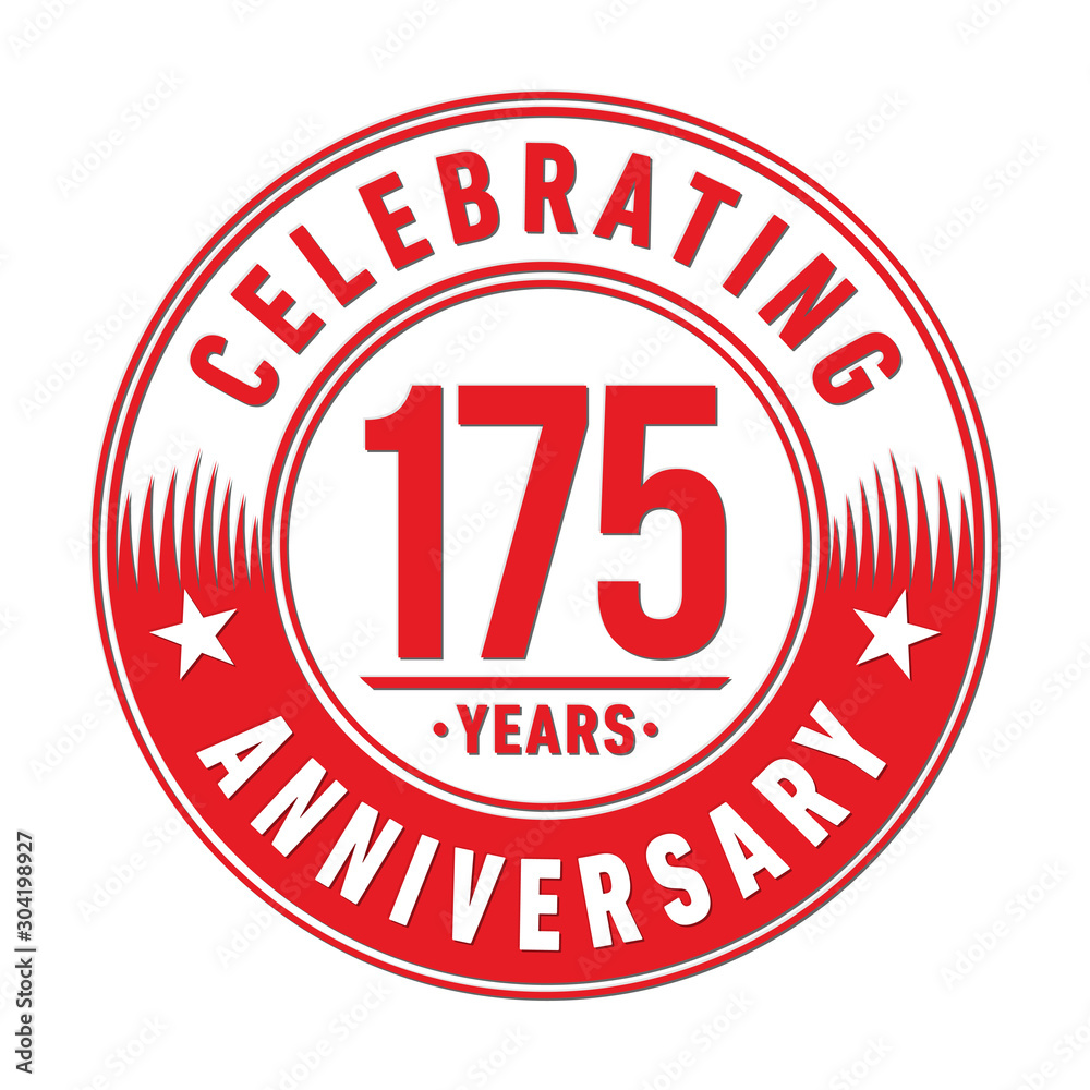 175 years logo. One hundred and seventy-five years anniversary celebration design template. Vector and illustration.