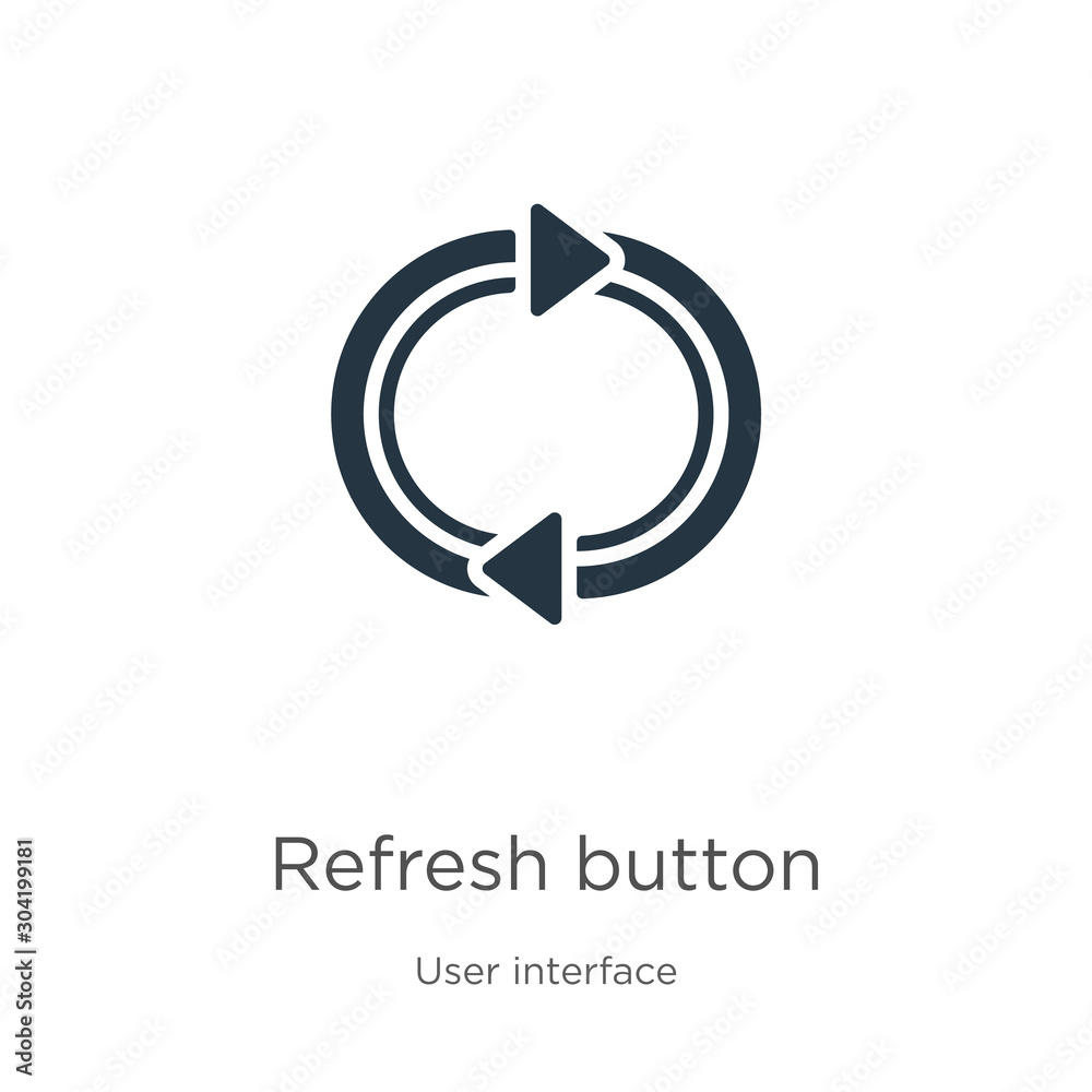 Refresh button icon vector. Trendy flat refresh button icon from user interface collection isolated on white background. Vector illustration can be used for web and mobile graphic design, logo, eps10 Refresh button icon vector. Trendy flat refresh button icon from user interface collection isolated on white background. Vector illustration can be used for web and mobile graphic design, logo, eps10