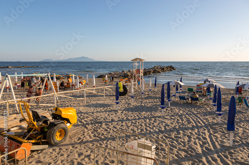 Beach by the sea in the city of Castel Volturno in Italy