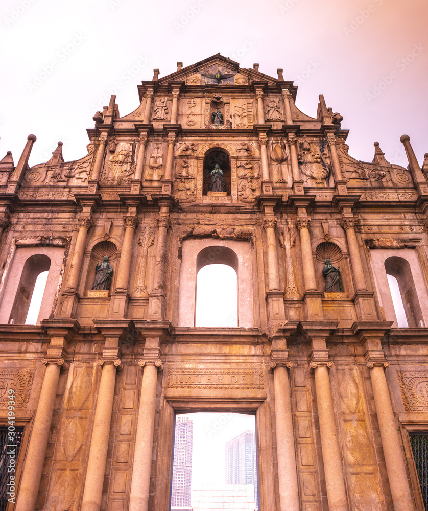 Ruins of St.Paul Church in the historical centre of Macao or Macau, China