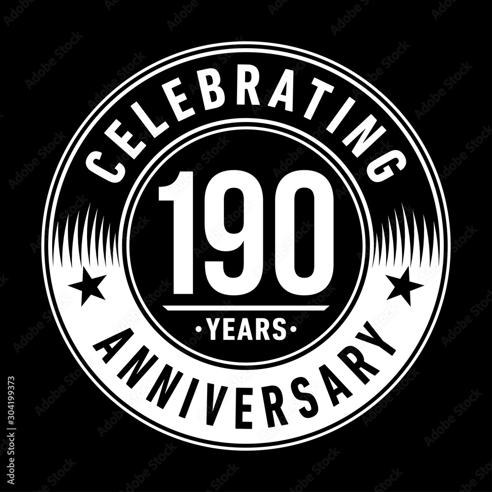 190 years logo. One hundred and ninety years anniversary celebration design template. Vector and illustration.
