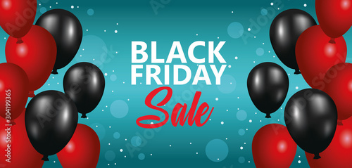 black friday sale poster with balloons helium