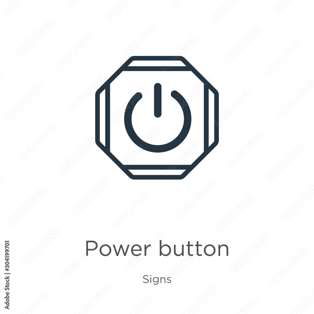 Power button icon vector. Trendy flat power button icon from signs collection isolated on white background. Vector illustration can be used for web and mobile graphic design, logo, eps10 Power button icon vector. Trendy flat power button icon from signs collection isolated on white background. Vector illustration can be used for web and mobile graphic design, logo, eps10
