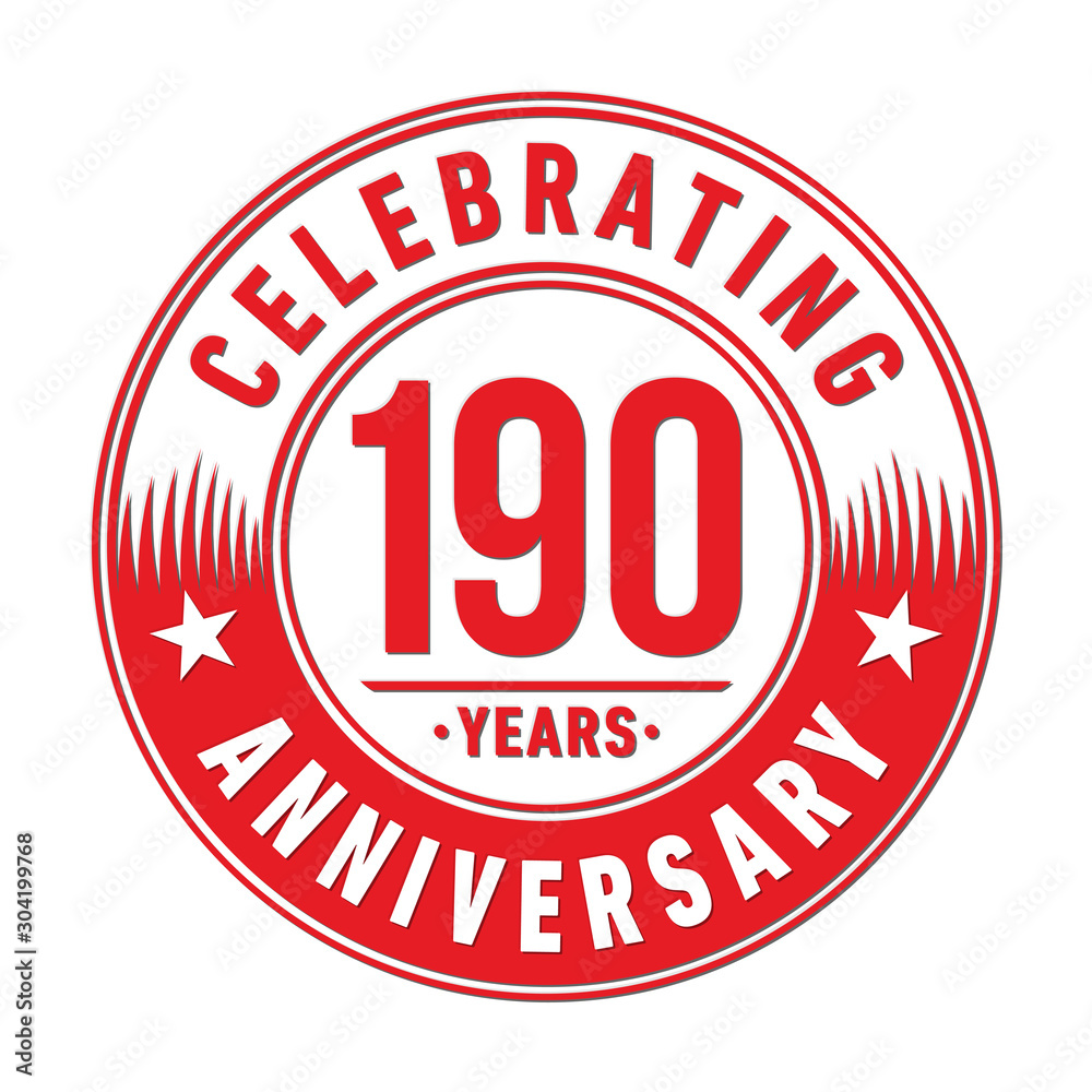 190 years logo. One hundred and ninety years anniversary celebration design template. Vector and illustration.