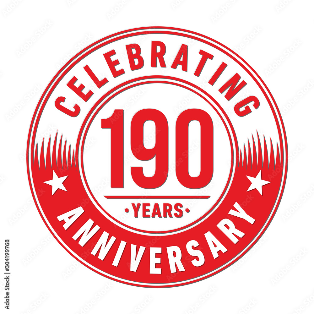 190 years logo. One hundred and ninety years anniversary celebration design template. Vector and illustration. 190 years logo. One hundred and ninety years anniversary celebration design template. Vector and illustration.