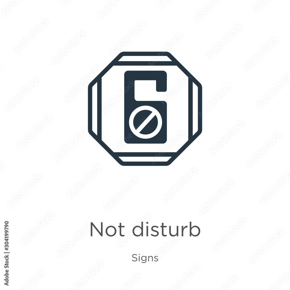 Not disturb icon vector. Trendy flat not disturb icon from signs collection isolated on white background. Vector illustration can be used for web and mobile graphic design, logo, eps10 Not disturb icon vector. Trendy flat not disturb icon from signs collection isolated on white background. Vector illustration can be used for web and mobile graphic design, logo, eps10