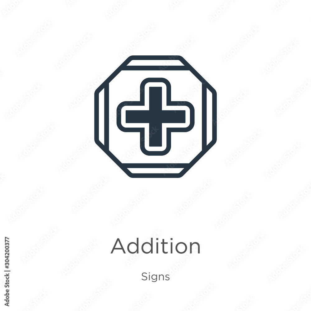 Obraz premium Addition icon vector. Trendy flat addition icon from signs collection isolated on white background. Vector illustration can be used for web and mobile graphic design, logo, eps10