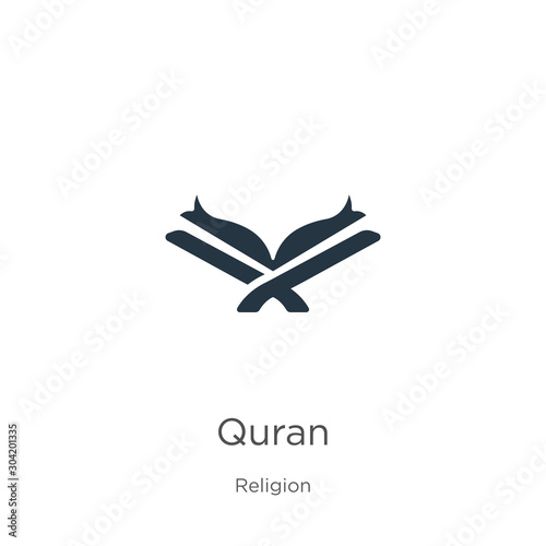 Quran icon vector. Trendy flat quran icon from religion collection isolated on white background. Vector illustration can be used for web and mobile graphic design, logo, eps10 photo