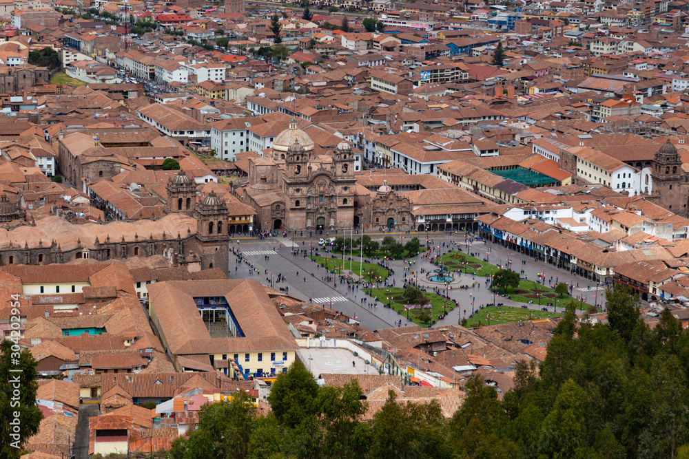 Panorama of the city of Cusco, Peru.