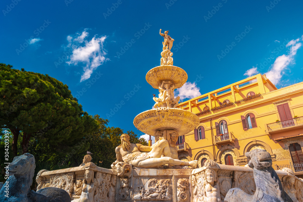 Fototapeta premium Marbles Fountain of Orion. Messina, Sicily, Italy