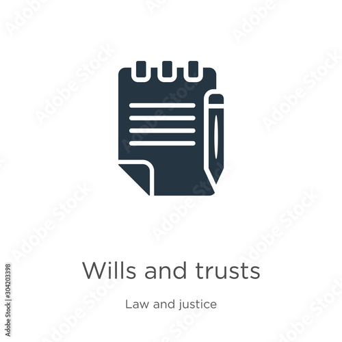 Wills and trusts icon vector. Trendy flat wills and trusts icon from law and justice collection isolated on white background. Vector illustration can be used for web and mobile graphic design, logo,