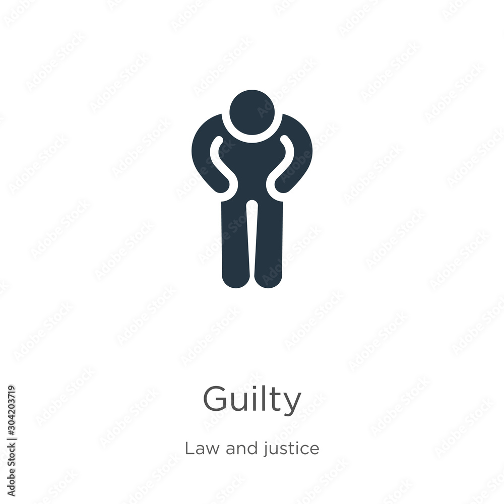 Guilty icon vector. Trendy flat guilty icon from law and justice collection isolated on white background. Vector illustration can be used for web and mobile graphic design, logo, eps10 Guilty icon vector. Trendy flat guilty icon from law and justice collection isolated on white background. Vector illustration can be used for web and mobile graphic design, logo, eps10