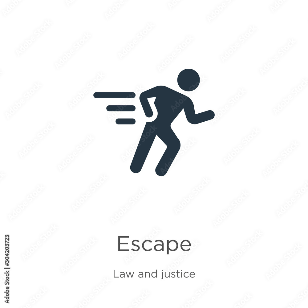 Escape icon vector. Trendy flat escape icon from law and justice collection isolated on white background. Vector illustration can be used for web and mobile graphic design, logo, eps10 Escape icon vector. Trendy flat escape icon from law and justice collection isolated on white background. Vector illustration can be used for web and mobile graphic design, logo, eps10