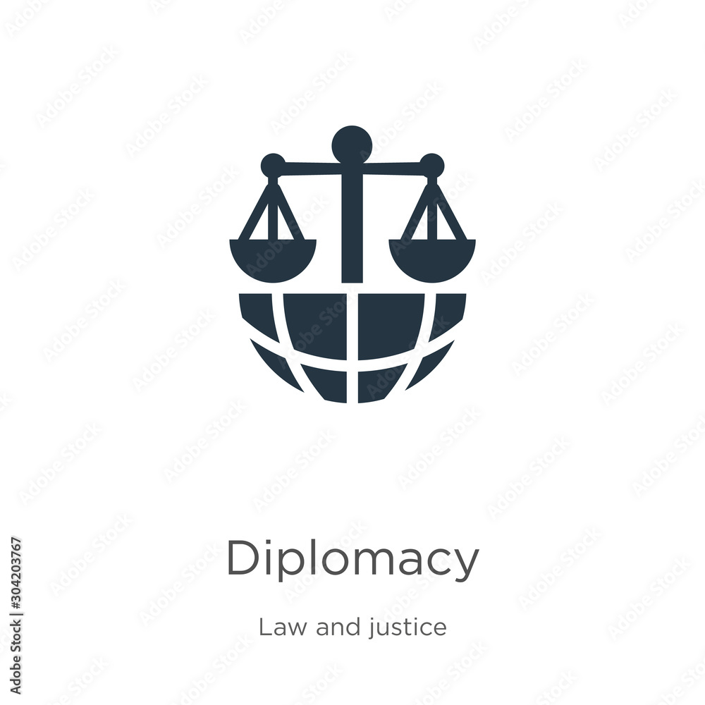 Diplomacy icon vector. Trendy flat diplomacy icon from law and justice collection isolated on white background. Vector illustration can be used for web and mobile graphic design, logo, eps10 Diplomacy icon vector. Trendy flat diplomacy icon from law and justice collection isolated on white background. Vector illustration can be used for web and mobile graphic design, logo, eps10