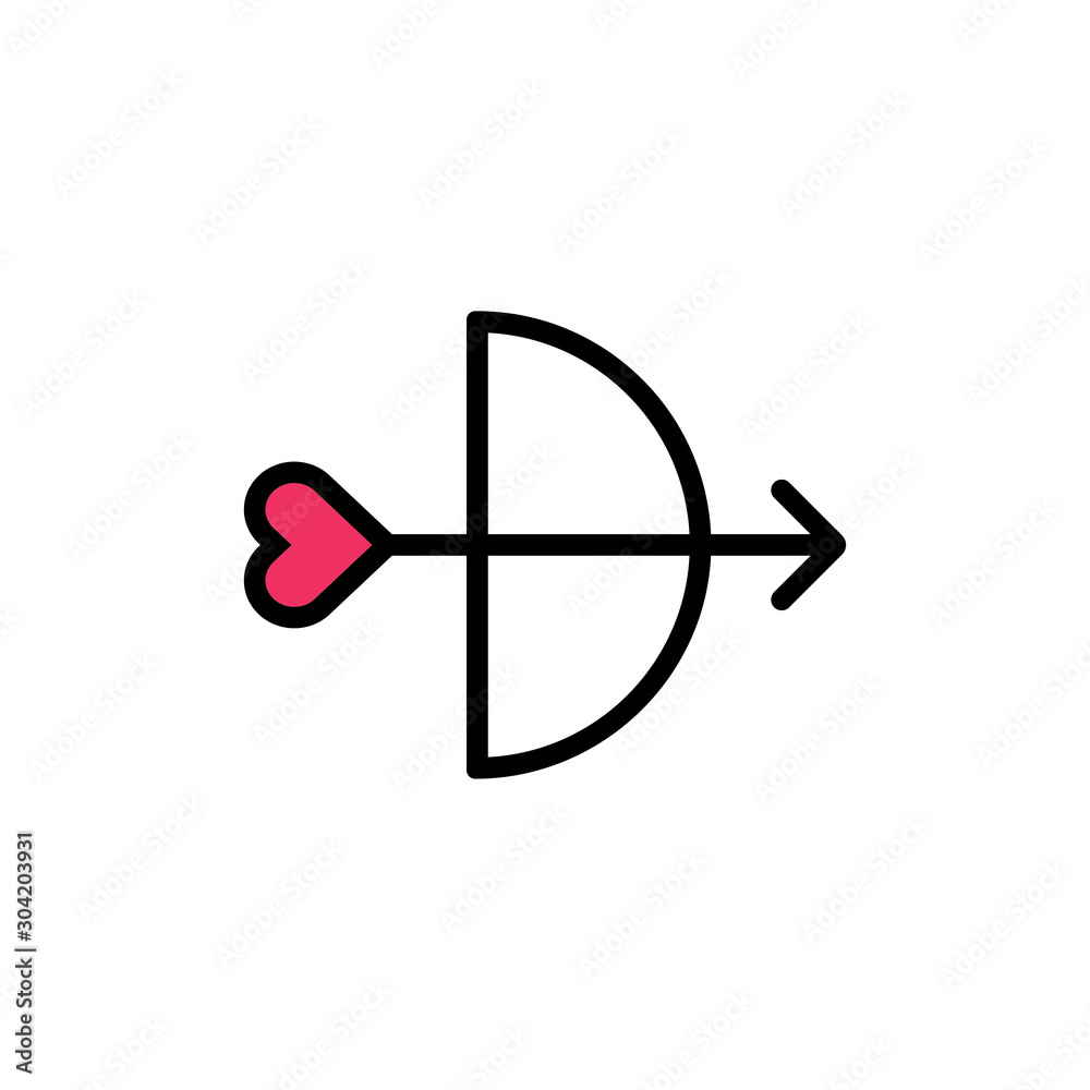 Bow and heart icon vector Bow and heart icon vector