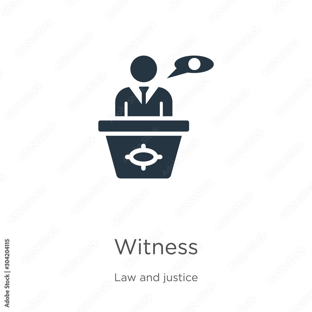 Witness icon vector. Trendy flat witness icon from law and justice collection isolated on white background. Vector illustration can be used for web and mobile graphic design, logo, eps10 Witness icon vector. Trendy flat witness icon from law and justice collection isolated on white background. Vector illustration can be used for web and mobile graphic design, logo, eps10