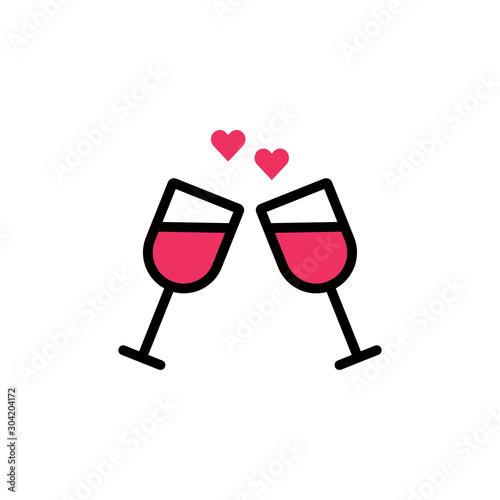 Champagne glasses wine couple icon vector