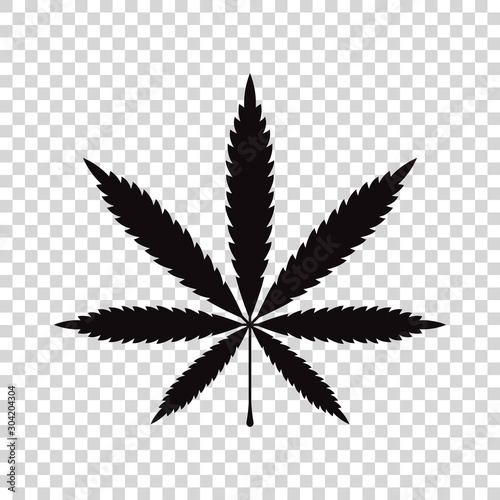Cannabis. Marijuana Leaf Drug Icon on transparent background