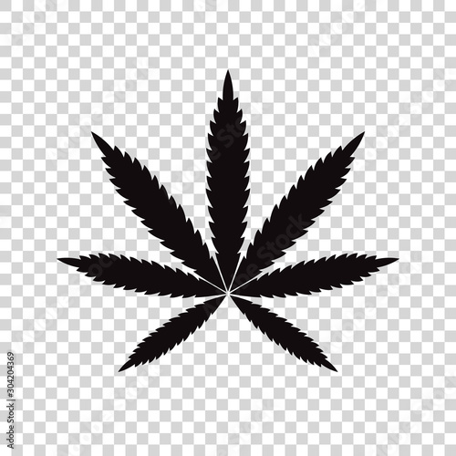 Cannabis. Marijuana Leaf Drug Icon on transparent background