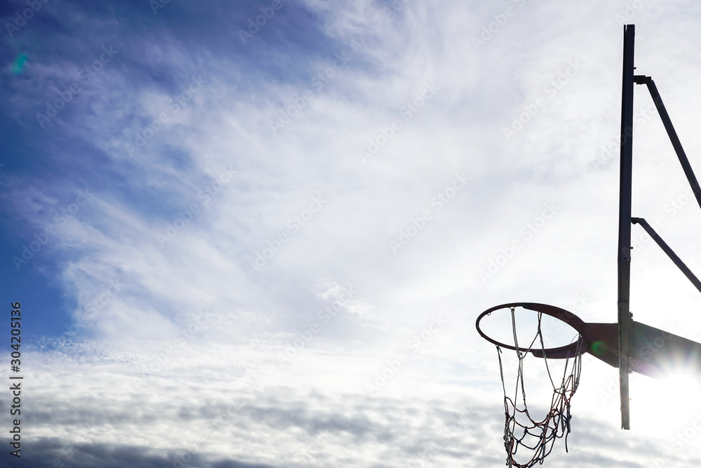 basketball hoop and blue sky