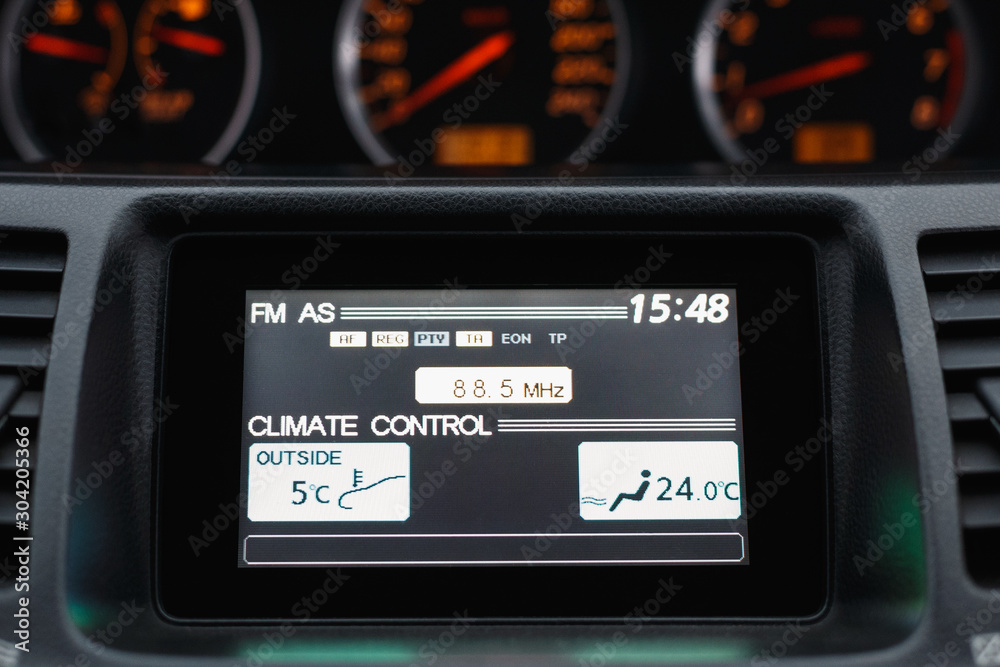 Control panel in a modern car Control panel in a modern car