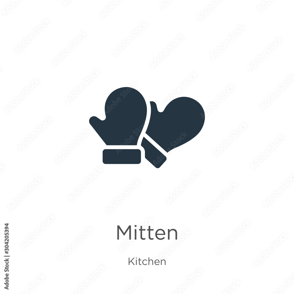 Mitten icon vector. Trendy flat mitten icon from kitchen collection isolated on white background. Vector illustration can be used for web and mobile graphic design, logo, eps10 Mitten icon vector. Trendy flat mitten icon from kitchen collection isolated on white background. Vector illustration can be used for web and mobile graphic design, logo, eps10