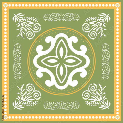 Georgian traditional ornaments. Vector Ornament With Caucasian Motifs. Persian colored carpet.Vector, Illustration.  Rich ornament for fabric design, handmade, interior decoration