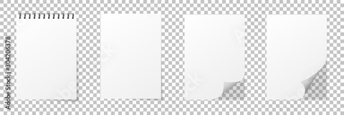 Notebook mockup set. Note with spiral. Notebook realistic style. Notepad empty paper. vector