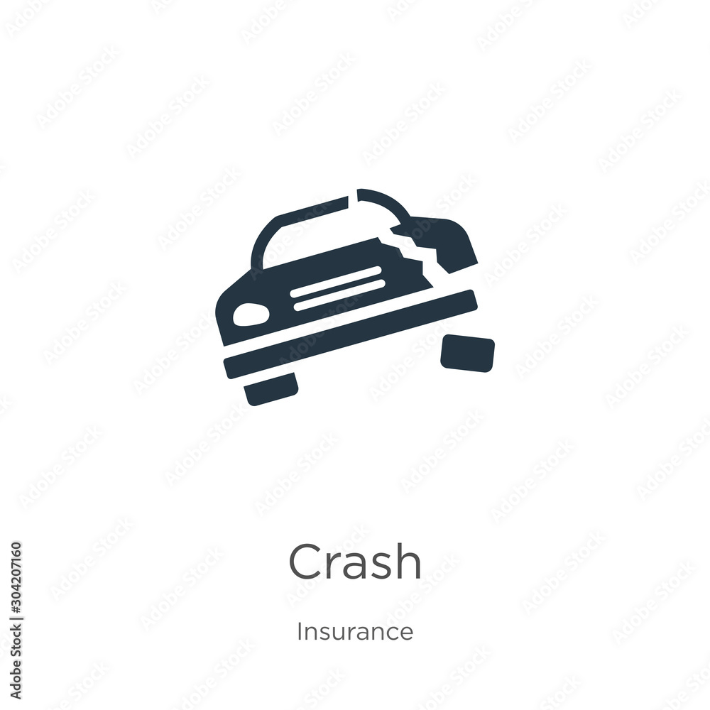 Crash icon vector. Trendy flat crash icon from insurance collection isolated on white background. Vector illustration can be used for web and mobile graphic design, logo, eps10 Crash icon vector. Trendy flat crash icon from insurance collection isolated on white background. Vector illustration can be used for web and mobile graphic design, logo, eps10