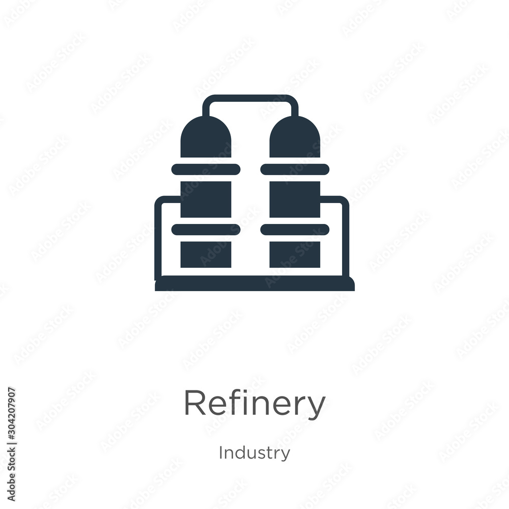 Refinery icon vector. Trendy flat refinery icon from industry collection isolated on white background. Vector illustration can be used for web and mobile graphic design, logo, eps10 Refinery icon vector. Trendy flat refinery icon from industry collection isolated on white background. Vector illustration can be used for web and mobile graphic design, logo, eps10