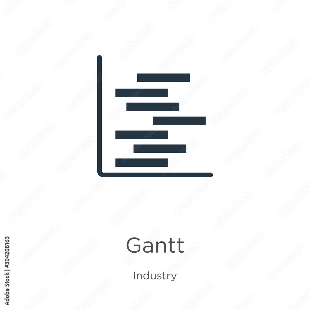 Gantt icon vector. Trendy flat gantt icon from industry collection isolated on white background. Vector illustration can be used for web and mobile graphic design, logo, eps10 Gantt icon vector. Trendy flat gantt icon from industry collection isolated on white background. Vector illustration can be used for web and mobile graphic design, logo, eps10