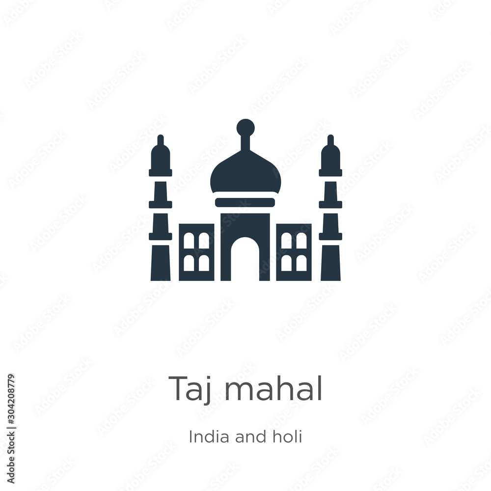 Taj mahal icon vector. Trendy flat taj mahal icon from india and holi collection isolated on white background. Vector illustration can be used for web and mobile graphic design, logo, eps10