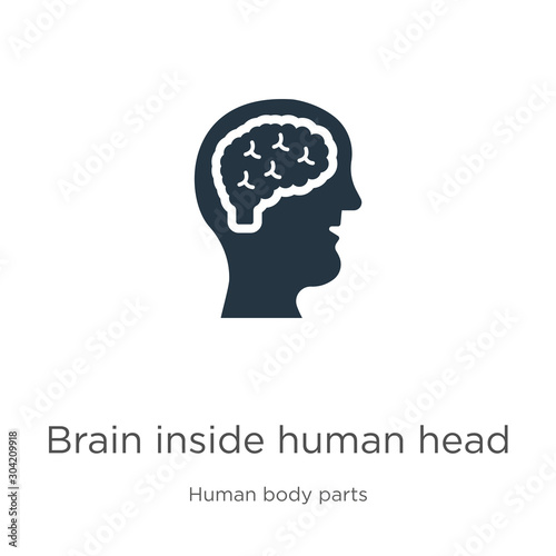 Brain inside human head icon vector. Trendy flat brain inside human head icon from human body parts collection isolated on white background. Vector illustration can be used for web and mobile graphic