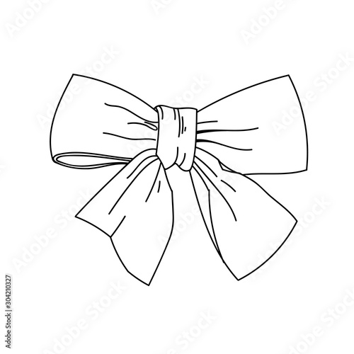 Vector bow drawing. Picture on a white background. The image can be used for websites, web design, postcards, ladders, wallpapers, prints, print on fabric, shop windows, cafes.