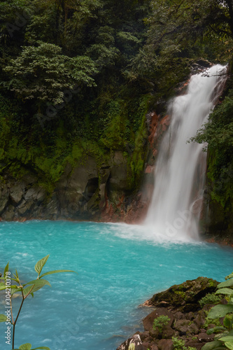 Waterfall of the Celeste River in Tenorio Volcano National Park  Costa Rica