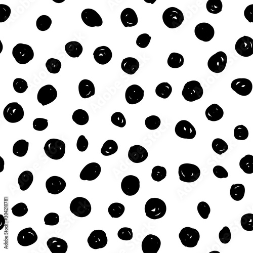 Dot doodles texture seamless pattern. Hand drawn circles.