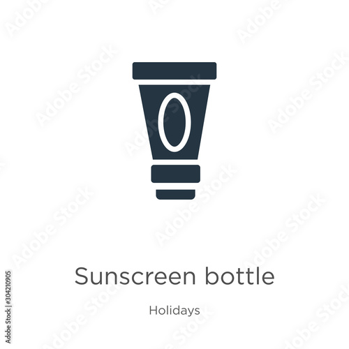 Sunscreen bottle icon vector. Trendy flat sunscreen bottle icon from holidays collection isolated on white background. Vector illustration can be used for web and mobile graphic design, logo, eps10
