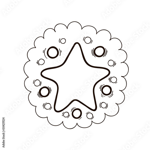 Vector drawing of cookies. Isolated drawing on a white background. The image can be used for websites, web design, postcards, ladders, wallpapers, prints, print on fabric, shop windows, cafes.