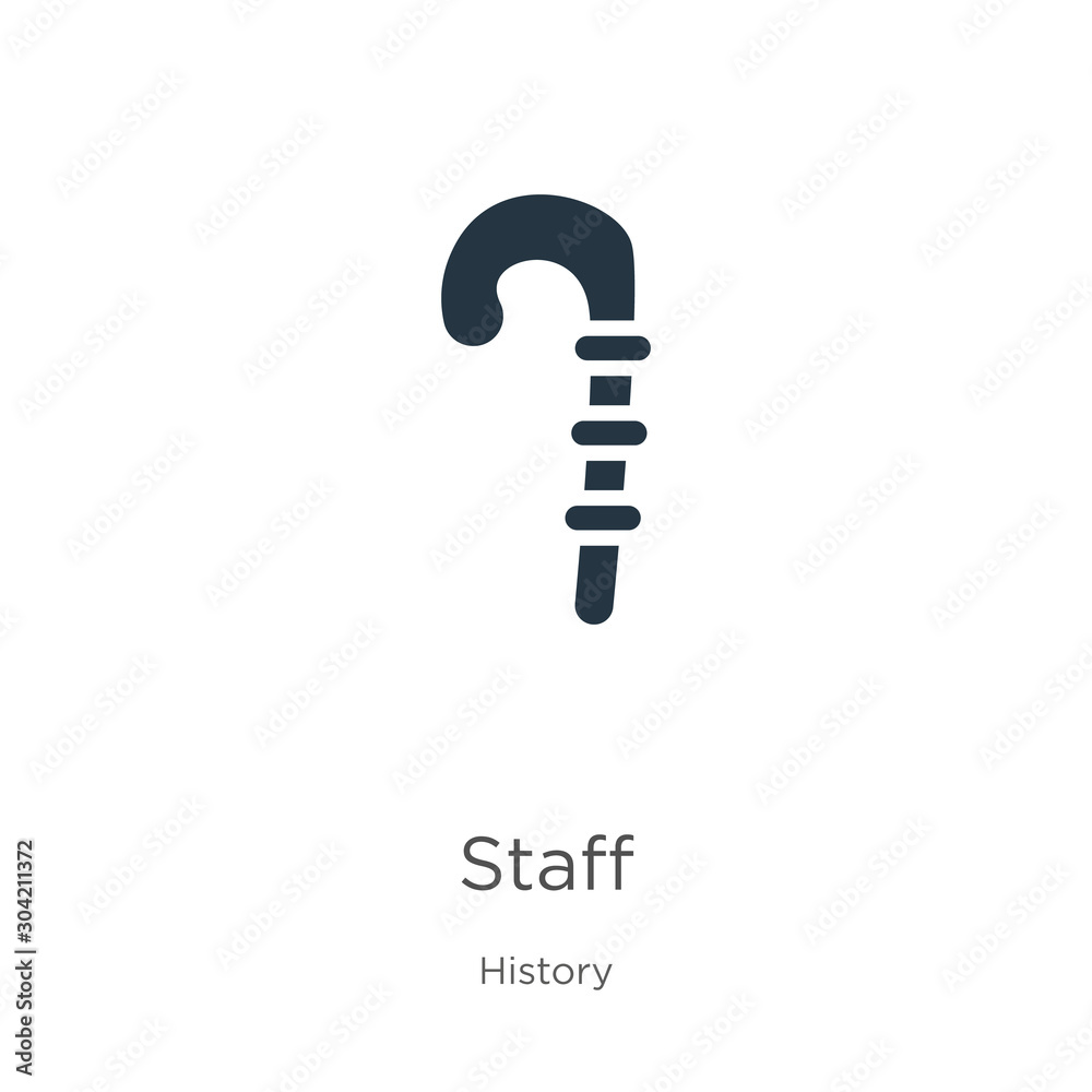 Staff icon vector. Trendy flat staff icon from history collection isolated on white background. Vector illustration can be used for web and mobile graphic design, logo, eps10 Staff icon vector. Trendy flat staff icon from history collection isolated on white background. Vector illustration can be used for web and mobile graphic design, logo, eps10