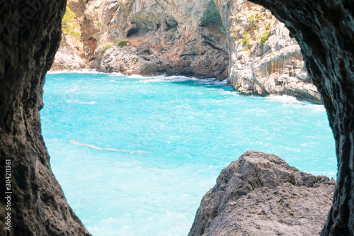 Beautiful famous bay of Sa Calobra on the island of Mallorca, Spain. Turquoise sea, rocks. Travel to the Balearic Islands. photo