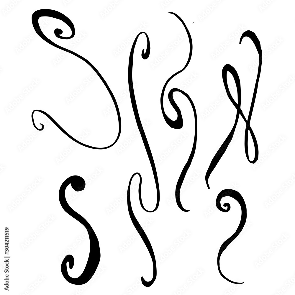 Vector monogram calligraphic element. Black and white engraved ink art. Isolated monogranms illustration element. Vector monogram calligraphic element. Black and white engraved ink art. Isolated monogranms illustration element.
