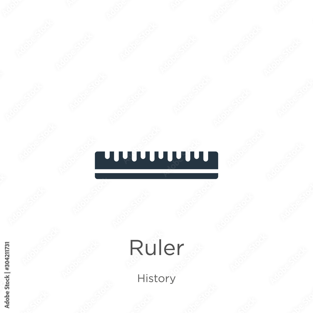 Ruler icon vector. Trendy flat ruler icon from history collection isolated on white background. Vector illustration can be used for web and mobile graphic design, logo, eps10 Ruler icon vector. Trendy flat ruler icon from history collection isolated on white background. Vector illustration can be used for web and mobile graphic design, logo, eps10