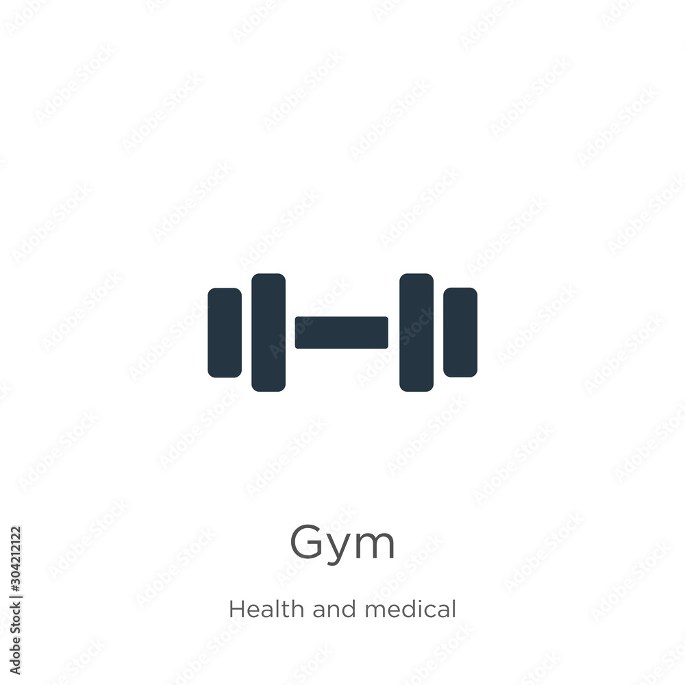 Gym icon vector. Trendy flat gym icon from health collection isolated on white background. Vector illustration can be used for web and mobile graphic design, logo, eps10 Gym icon vector. Trendy flat gym icon from health collection isolated on white background. Vector illustration can be used for web and mobile graphic design, logo, eps10