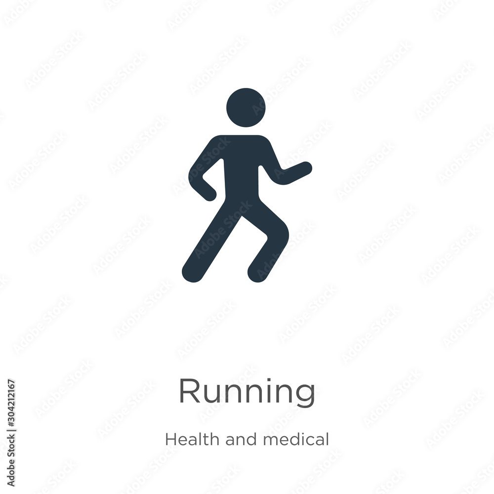 Running icon vector. Trendy flat running icon from health collection isolated on white background. Vector illustration can be used for web and mobile graphic design, logo, eps10 Running icon vector. Trendy flat running icon from health collection isolated on white background. Vector illustration can be used for web and mobile graphic design, logo, eps10