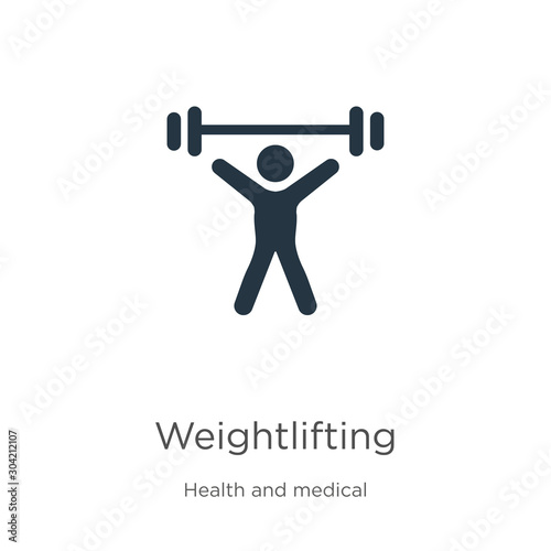 Weightlifting icon vector. Trendy flat weightlifting icon from health collection isolated on white background. Vector illustration can be used for web and mobile graphic design, logo, eps10