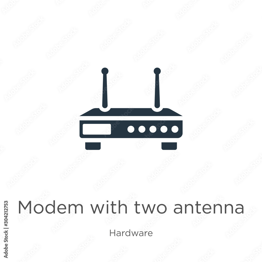 Modem with two antenna icon vector. Trendy flat modem with two antenna icon from hardware collection isolated on white background. Vector illustration can be used for web and mobile graphic design, Modem with two antenna icon vector. Trendy flat modem with two antenna icon from hardware collection isolated on white background. Vector illustration can be used for web and mobile graphic design,