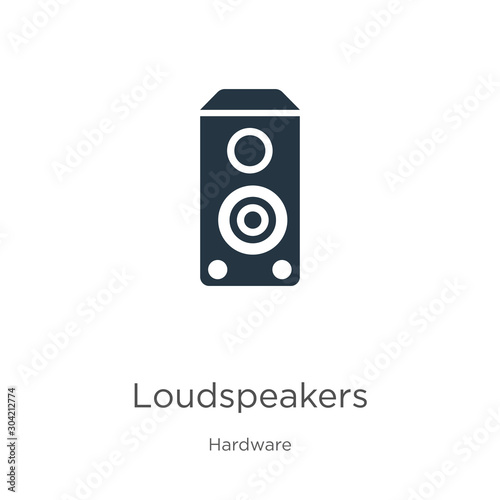Loudspeakers icon vector. Trendy flat loudspeakers icon from hardware collection isolated on white background. Vector illustration can be used for web and mobile graphic design, logo, eps10