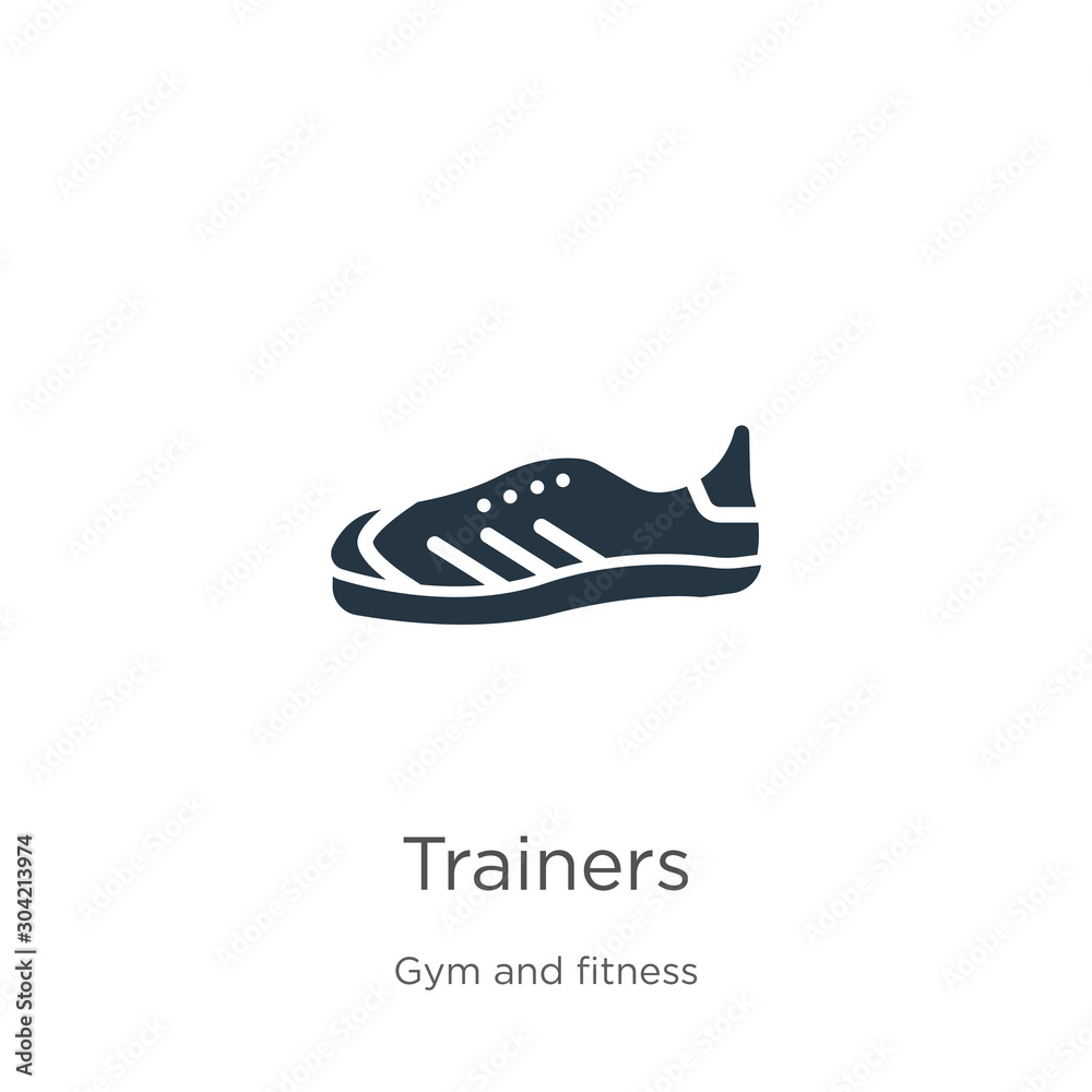 Trainers icon vector. Trendy flat trainers icon from gym and fitness collection isolated on white background. Vector illustration can be used for web and mobile graphic design, logo, eps10 Trainers icon vector. Trendy flat trainers icon from gym and fitness collection isolated on white background. Vector illustration can be used for web and mobile graphic design, logo, eps10